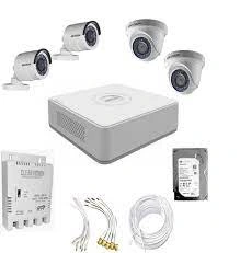 HIKVISION 4 Channel DVR KIT, 4 Cameras, 1 TB HDD+ 4 CH SMPS+ CCTV Cable 90 Mtr+ 8 BNC & 4 DC